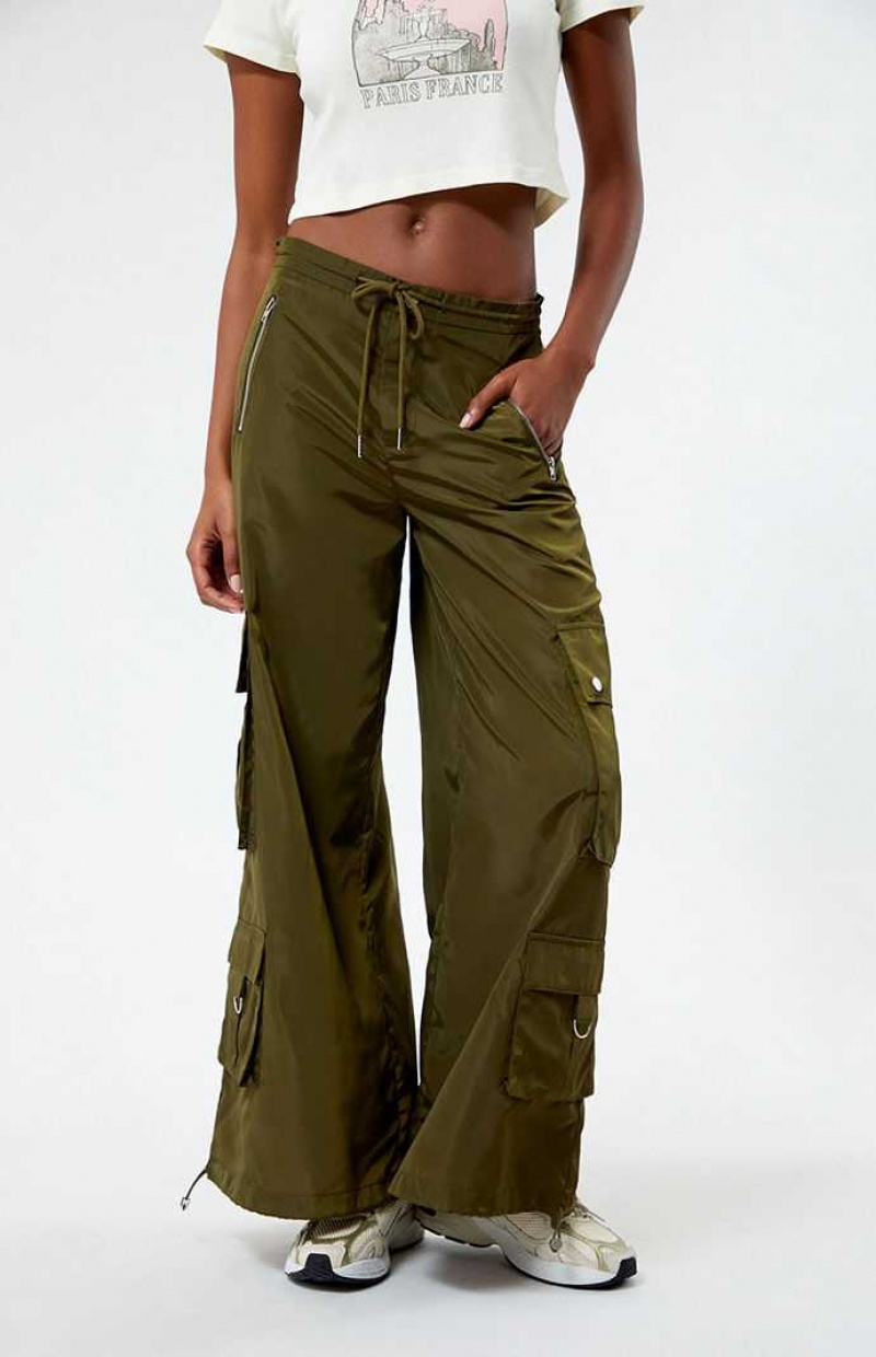 Pantalons PacSun Larges Leg gy Femme Vert Olive | 936704GYA