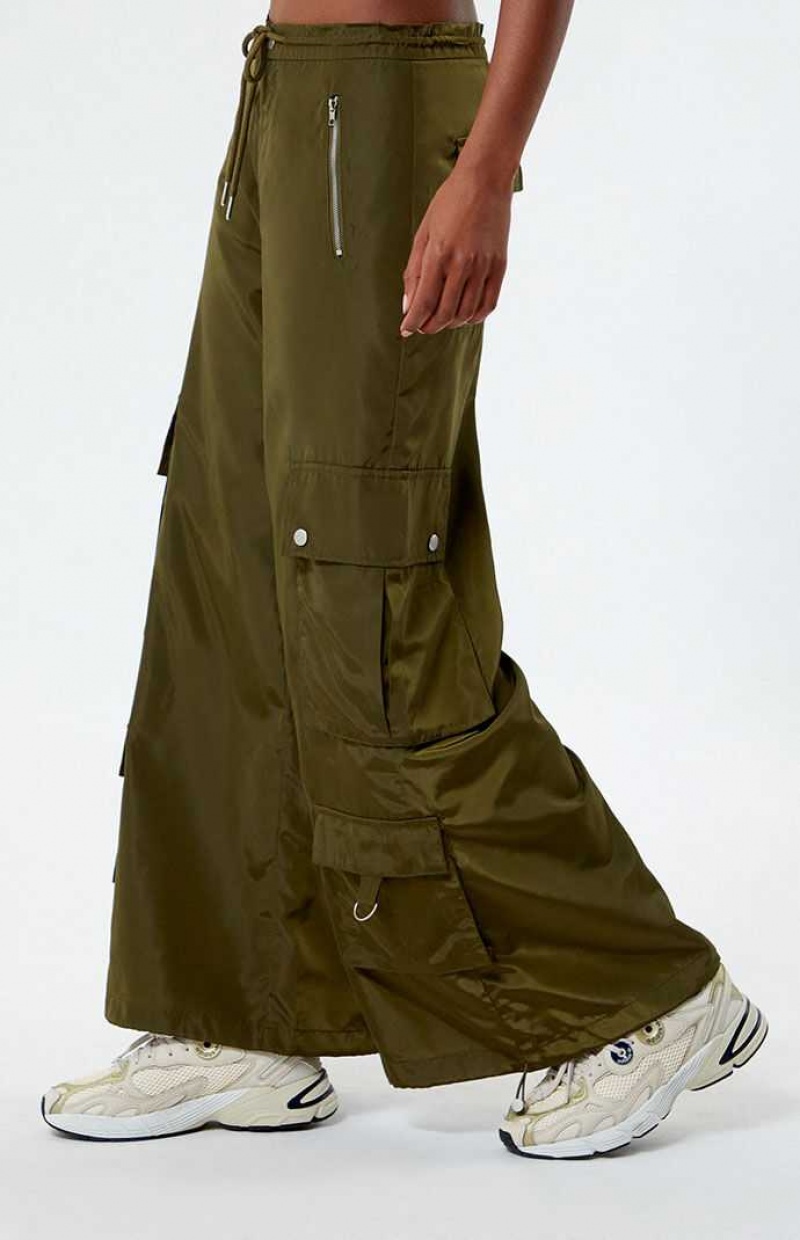 Pantalons PacSun Larges Leg gy Femme Vert Olive | 936704GYA