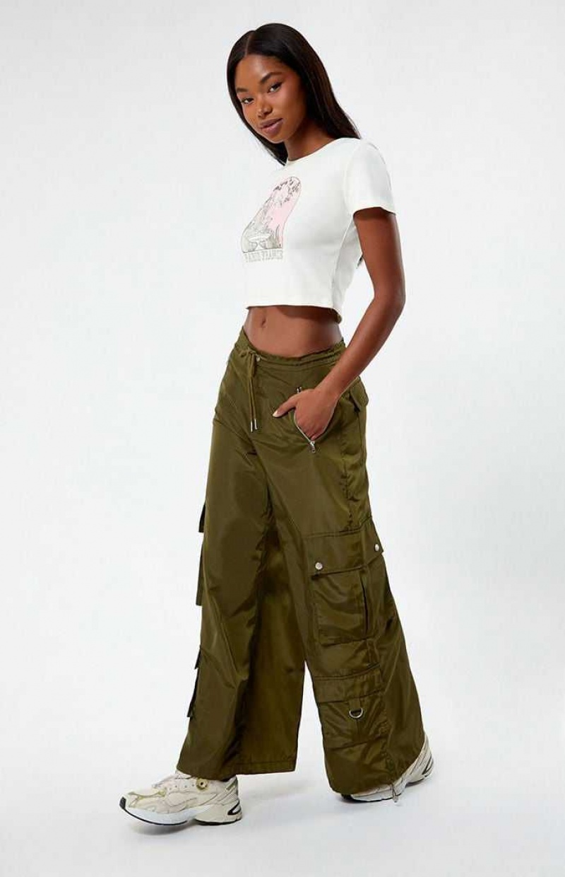 Pantalons PacSun Larges Leg gy Femme Vert Olive | 936704GYA