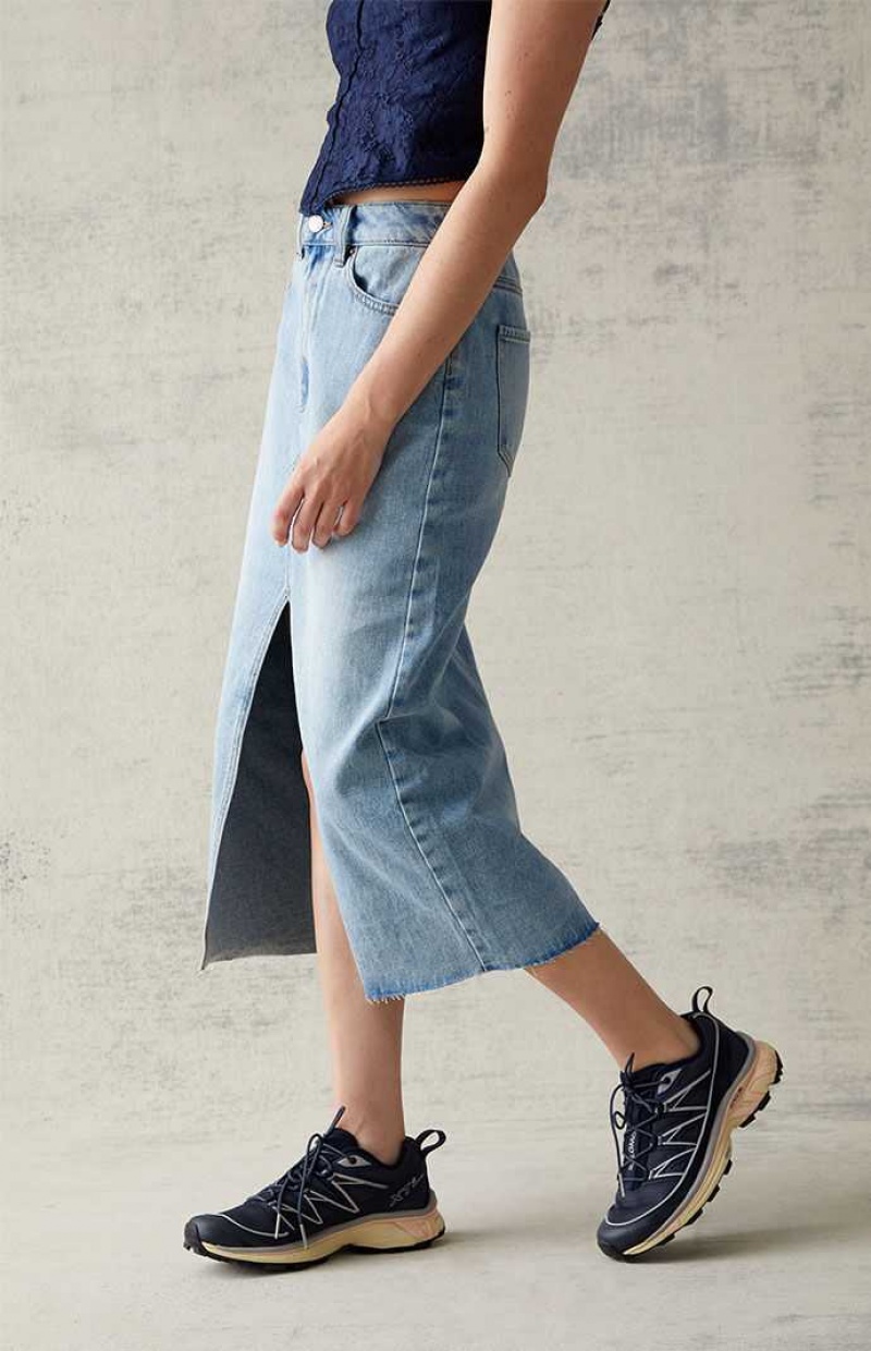 Pantalons PacSun Light Blue Denim Midi Skirt Femme Indigo | 925647SUP