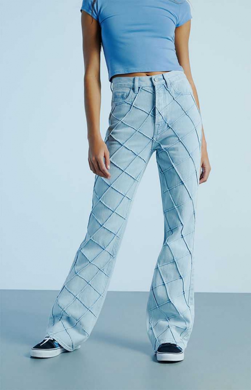 Pantalons PacSun Light Blue Pintuck High Waisted Bootcut Femme Indigo | 704963ACF