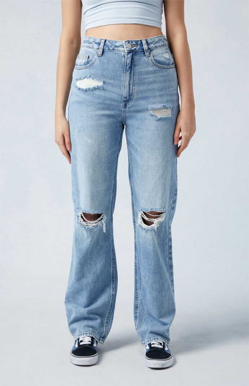 Pantalons PacSun Light Blue Ripped '90s Boyfriend Femme Indigo | 786931MVH