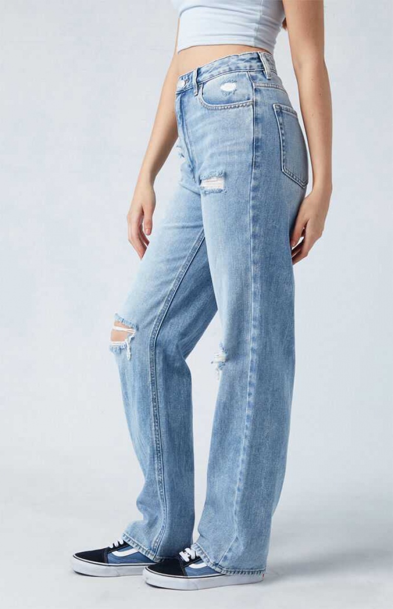 Pantalons PacSun Light Blue Ripped '90s Boyfriend Femme Indigo | 786931MVH