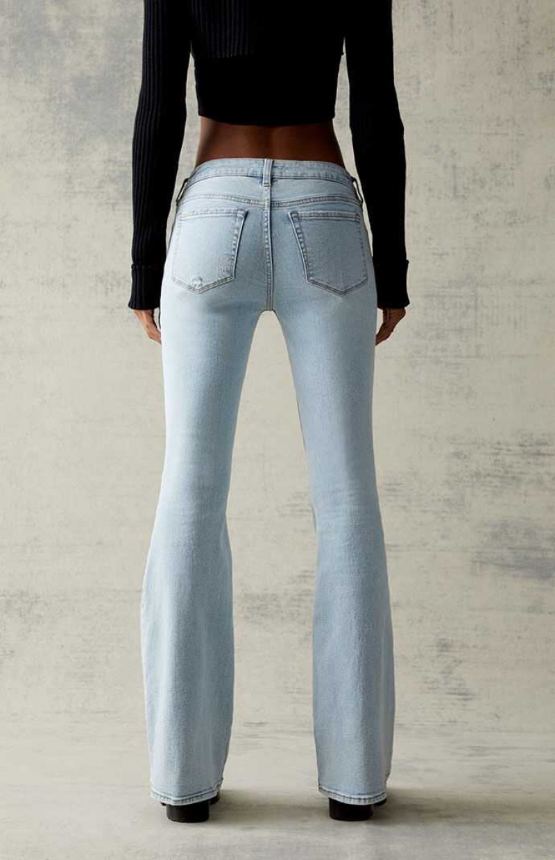 Pantalons PacSun Light Blue Ripped Stretch Low Rise Flare Femme Indigo | 651402DIJ