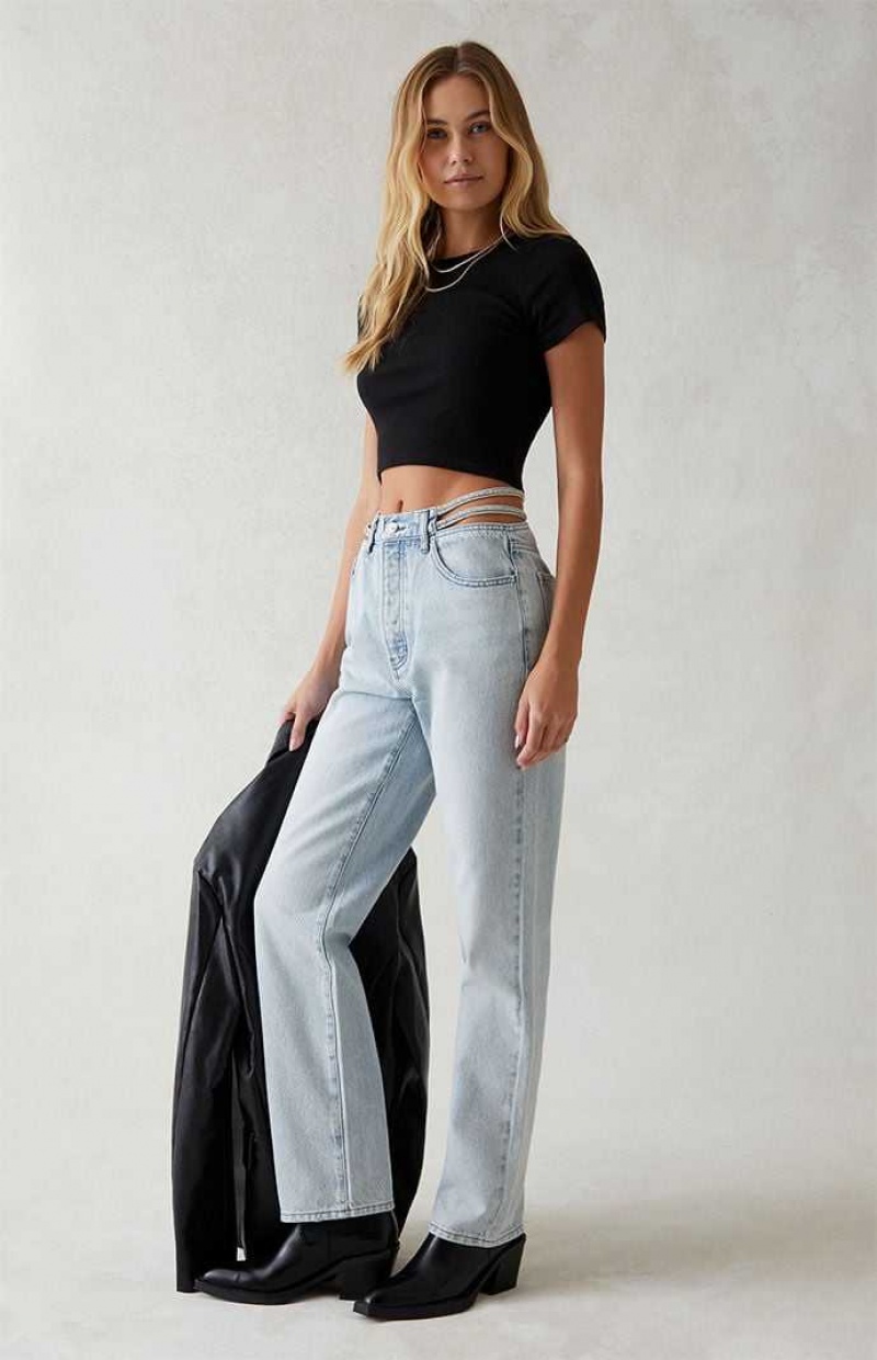 Pantalons PacSun Light Blue Sparkle Dad Femme Indigo | 627543KHU