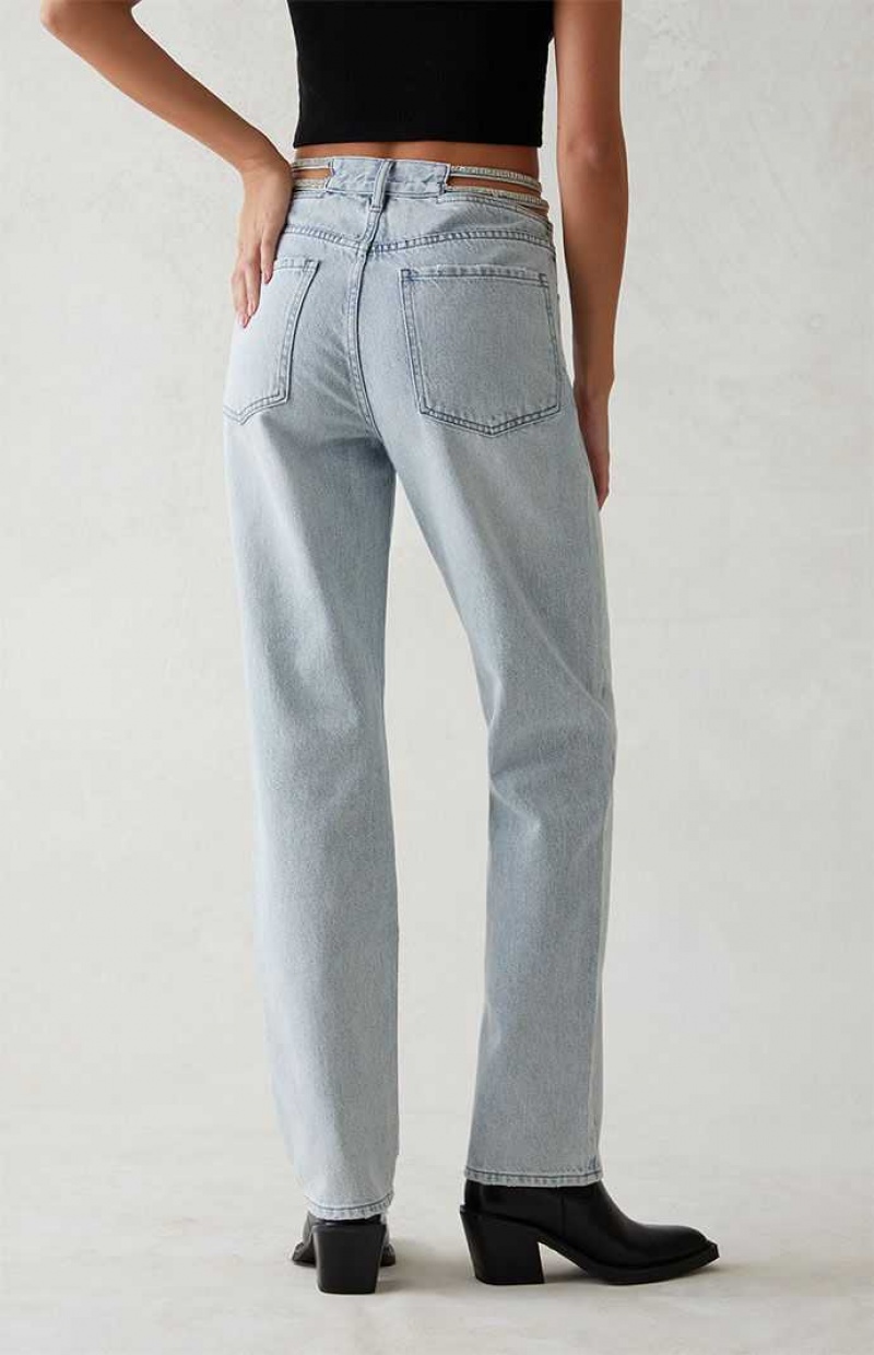 Pantalons PacSun Light Blue Sparkle Dad Femme Indigo | 627543KHU