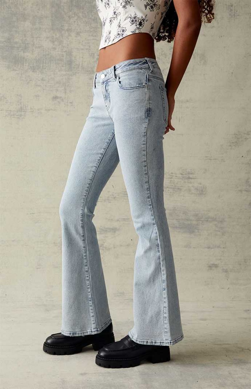 Pantalons PacSun Light Blue Stretch Low Rise Flare Femme Indigo | 678240DLU