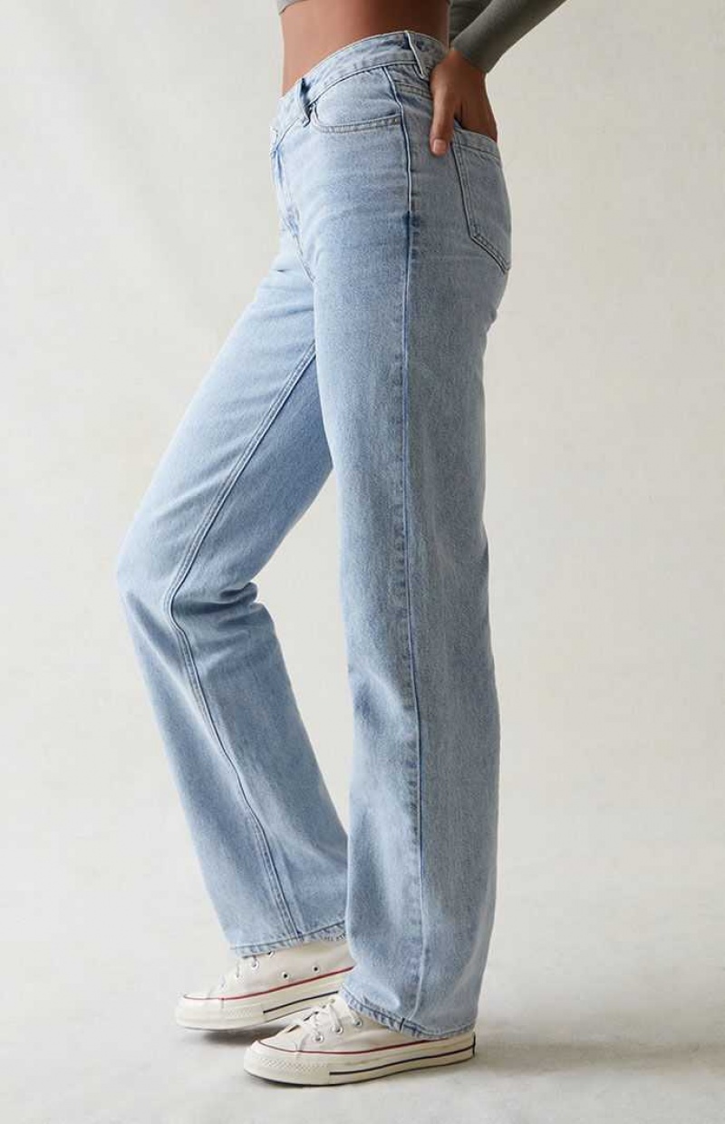 Pantalons PacSun Light Indigo Asymmetrical '90s Boyfriend Femme Indigo | 830162ZXN