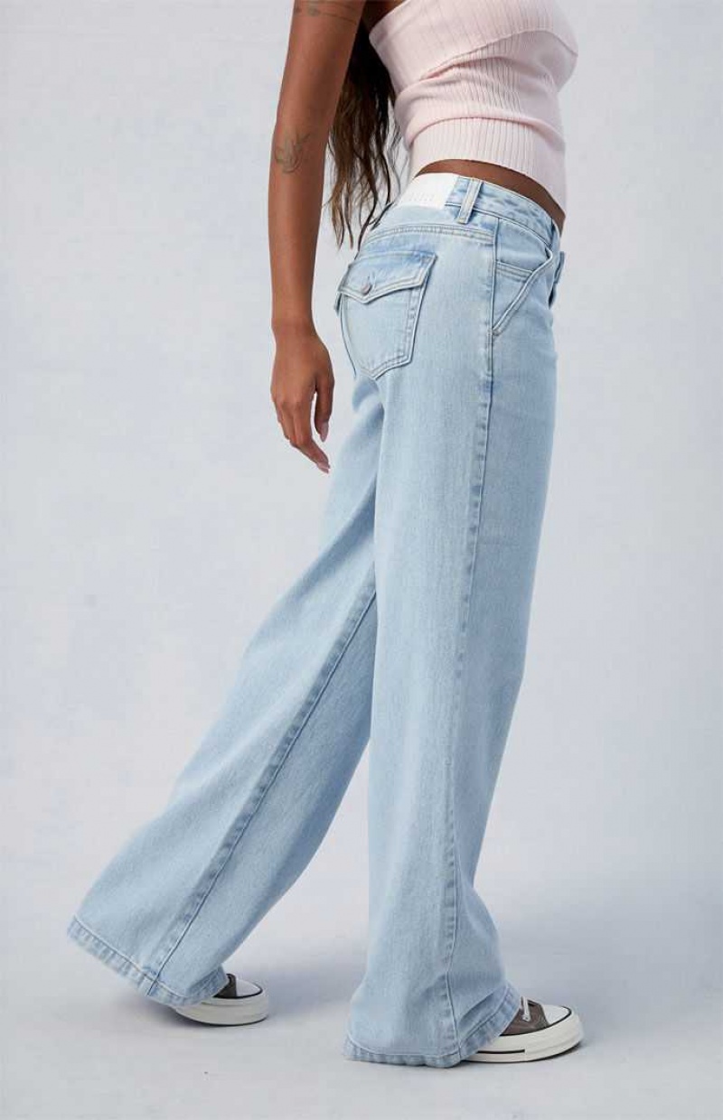 Pantalons PacSun Light Indigo Casey Low Rise gy Femme Indigo | 652318JUS