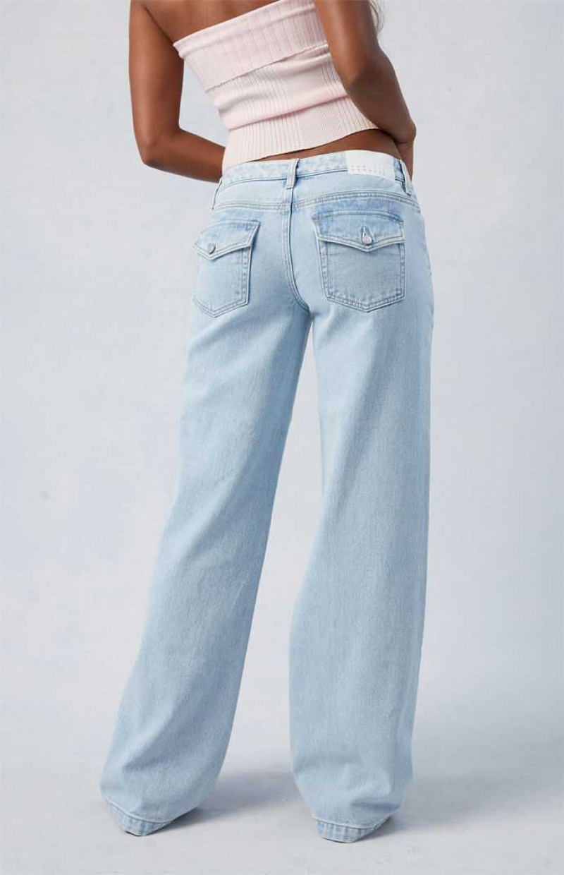 Pantalons PacSun Light Indigo Casey Low Rise gy Femme Indigo | 652318JUS