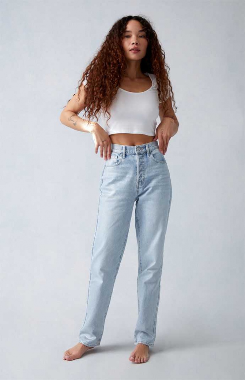 Pantalons PacSun Light Indigo Glittery Dad Femme Bleu | 286197JDK