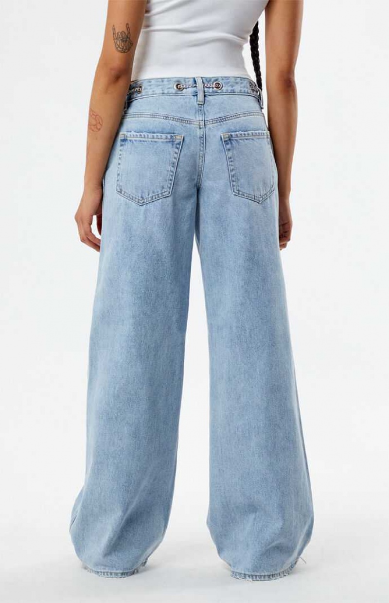 Pantalons PacSun Light Indigo Grommet Low Rise gy Femme Indigo | 210659FDQ