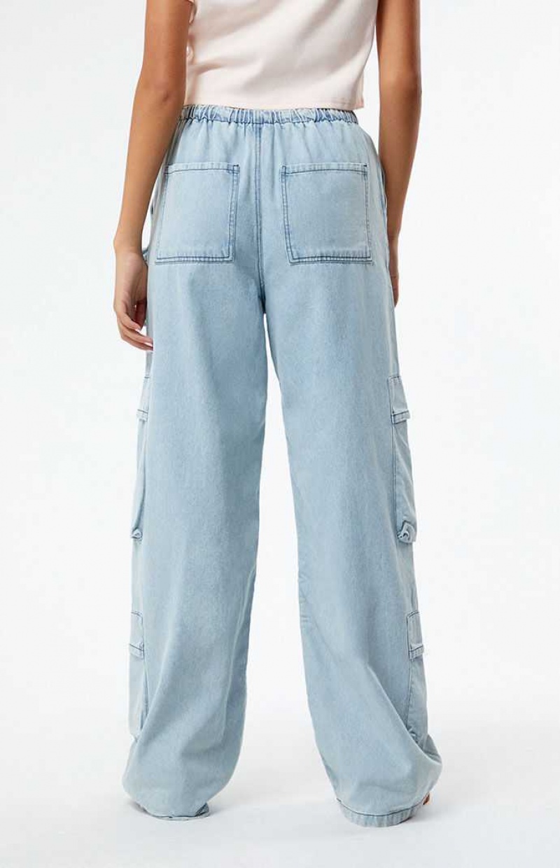 Pantalons PacSun Light Indigo Pull-On Cargo Femme Indigo Clair | 278693JZT