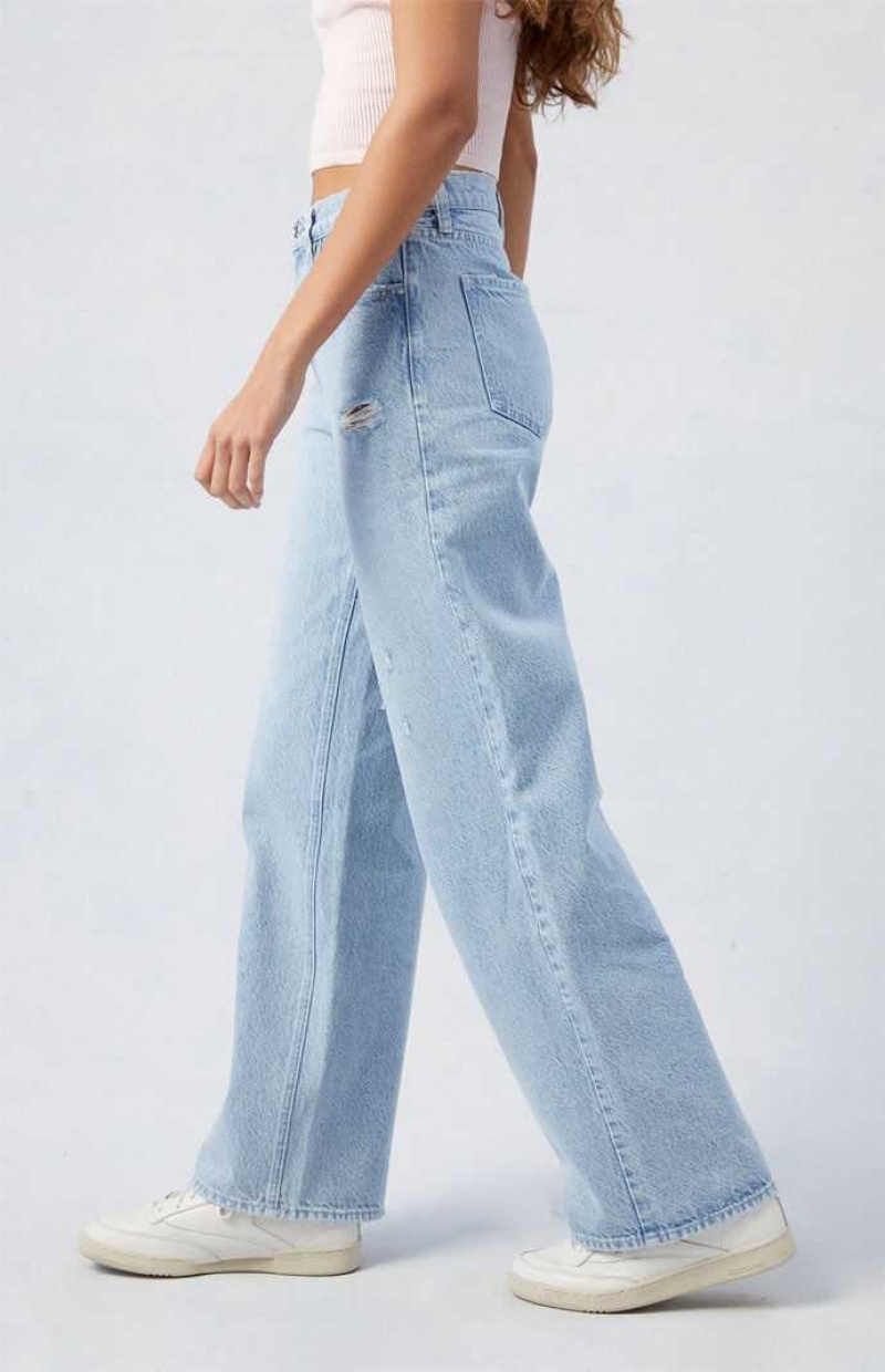 Pantalons PacSun Light Indigo Ripped Cali Boyfriend Femme Indigo | 359687ATN