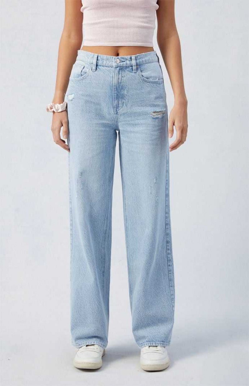 Pantalons PacSun Light Indigo Ripped Cali Boyfriend Femme Indigo | 359687ATN