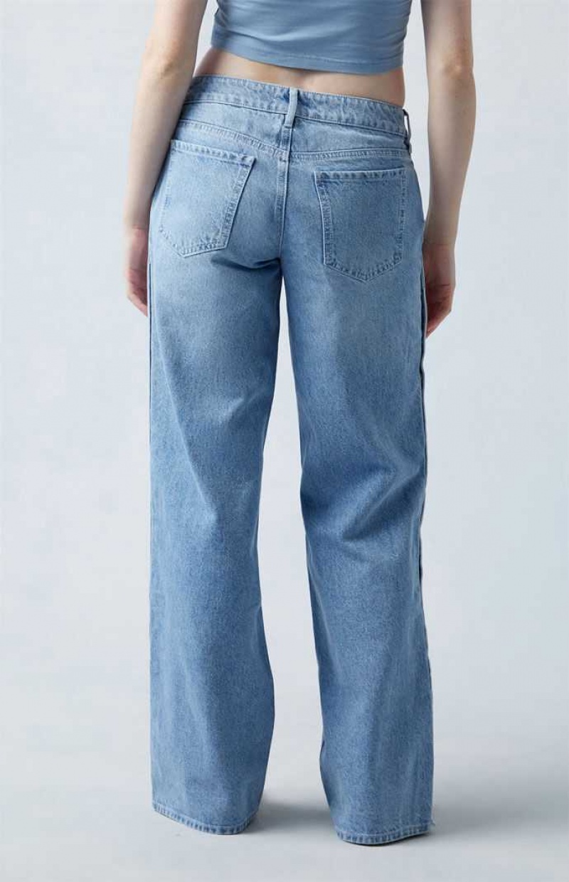 Pantalons PacSun Light Indigo Snap Tearaway Low Rise Larges Leg Femme Indigo Foncé | 294301EVI