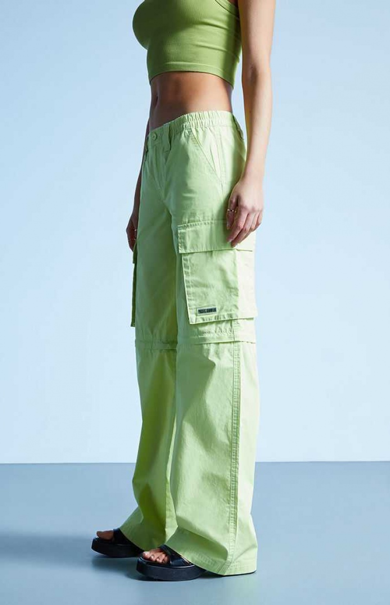 Pantalons PacSun Lime Zip Off Low Rise Puddle Femme Vert Clair | 058943YEI