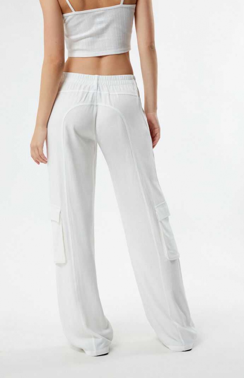 Pantalons PacSun Linen Cargo Femme Blanche | 820697FGR