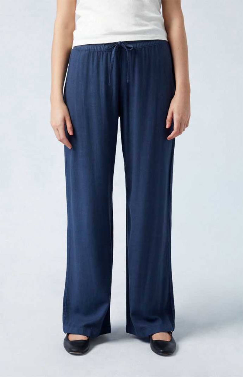 Pantalons PacSun Linen Pull-On Femme Bleu Marine | 156294ZBX