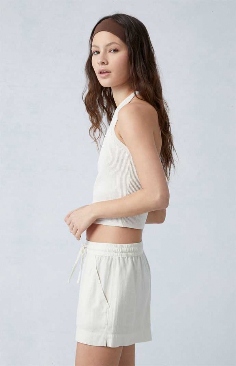 Pantalons PacSun Linen Tie Front Femme Blanche | 908612PKX