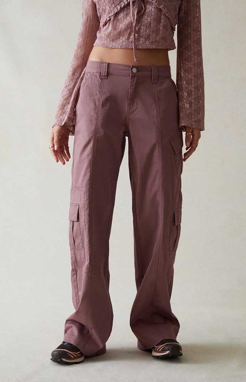 Pantalons PacSun Mauve Low Rise Cargo Puddle Femme Violette | 892514GNU