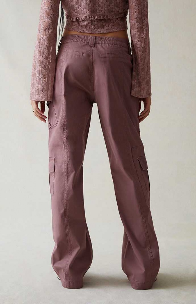 Pantalons PacSun Mauve Low Rise Cargo Puddle Femme Violette | 892514GNU