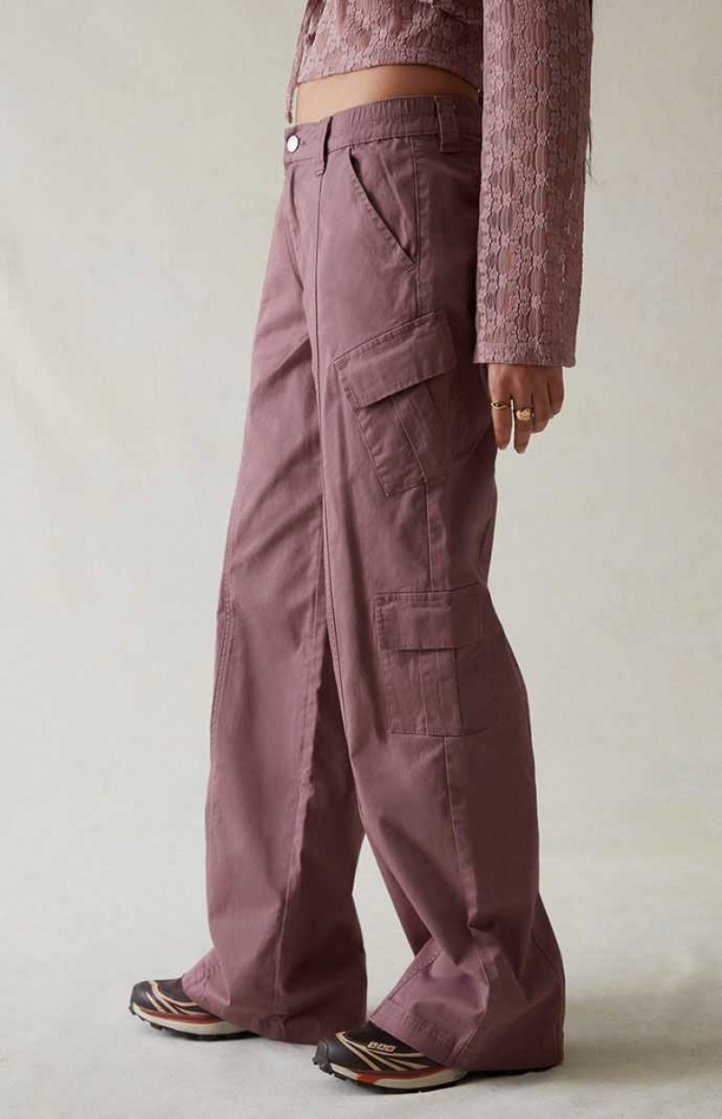 Pantalons PacSun Mauve Low Rise Cargo Puddle Femme Violette | 892514GNU