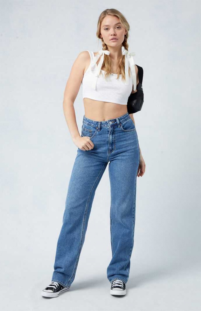 Pantalons PacSun Medium Blue '90s Boyfriend Femme Indigo | 019876AIE