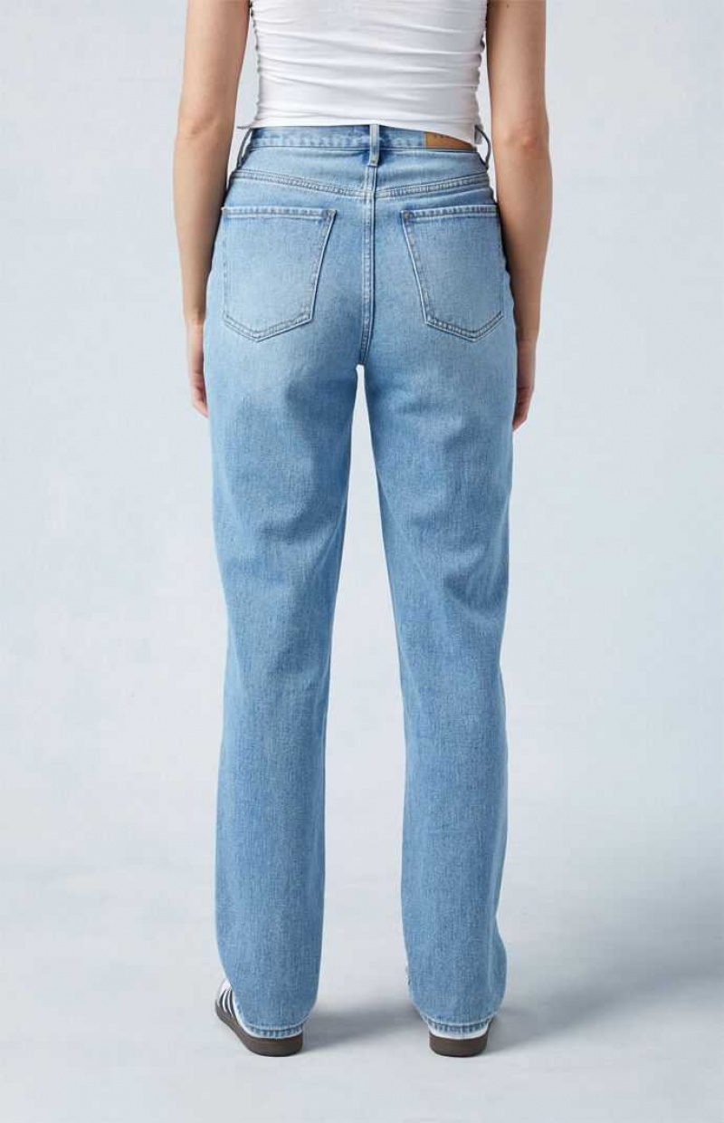 Pantalons PacSun Medium Blue Asymmetrical Dad Femme Indigo | 915724EAC