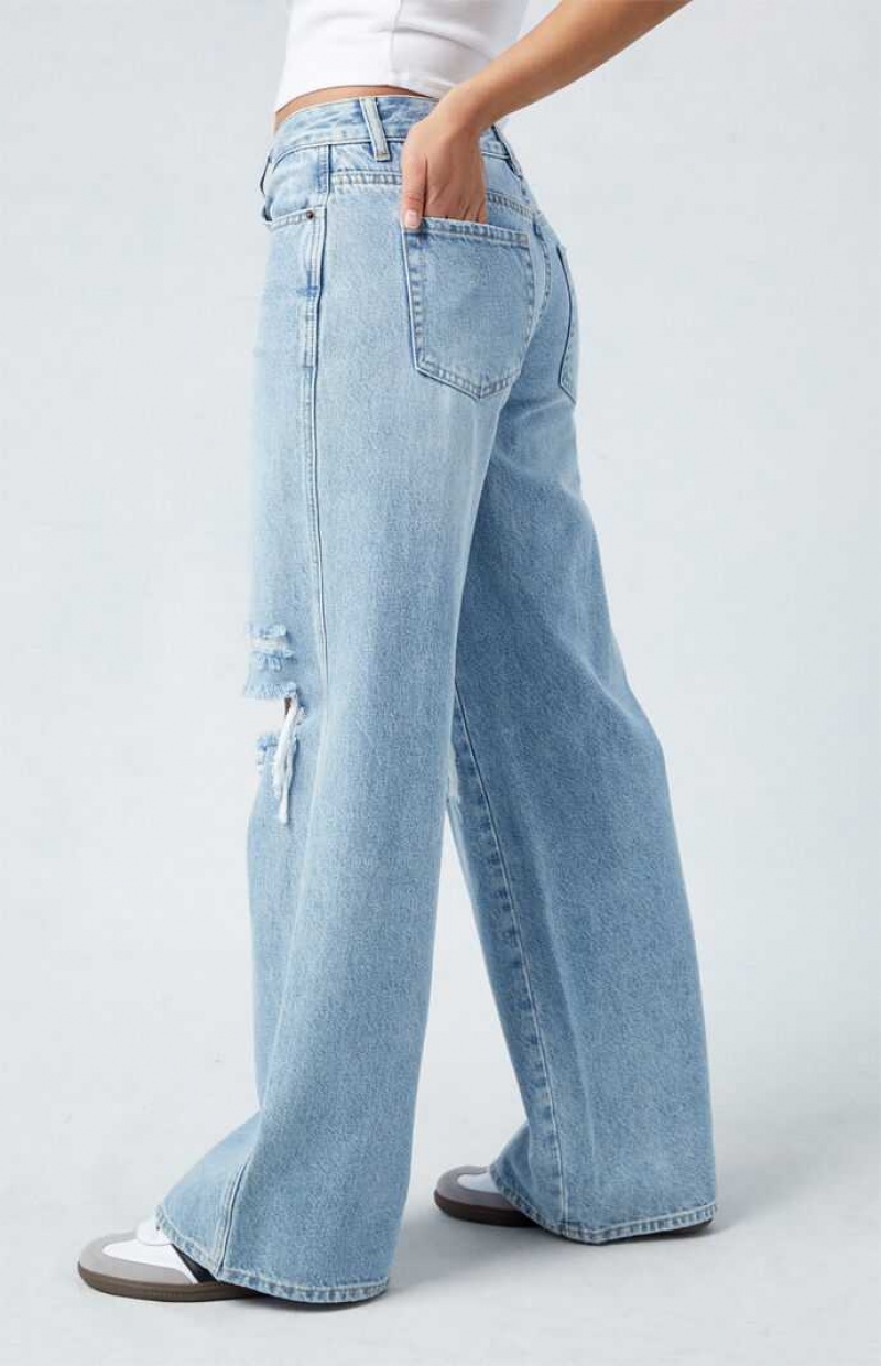 Pantalons PacSun Medium Blue Low Rise gy Femme Indigo | 870531PZF