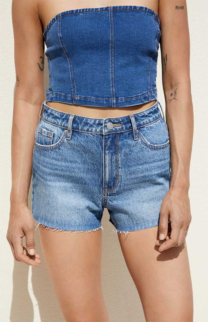 Pantalons PacSun Medium Blue Stretch High Waisted Denim Femme Indigo | 749861FWE