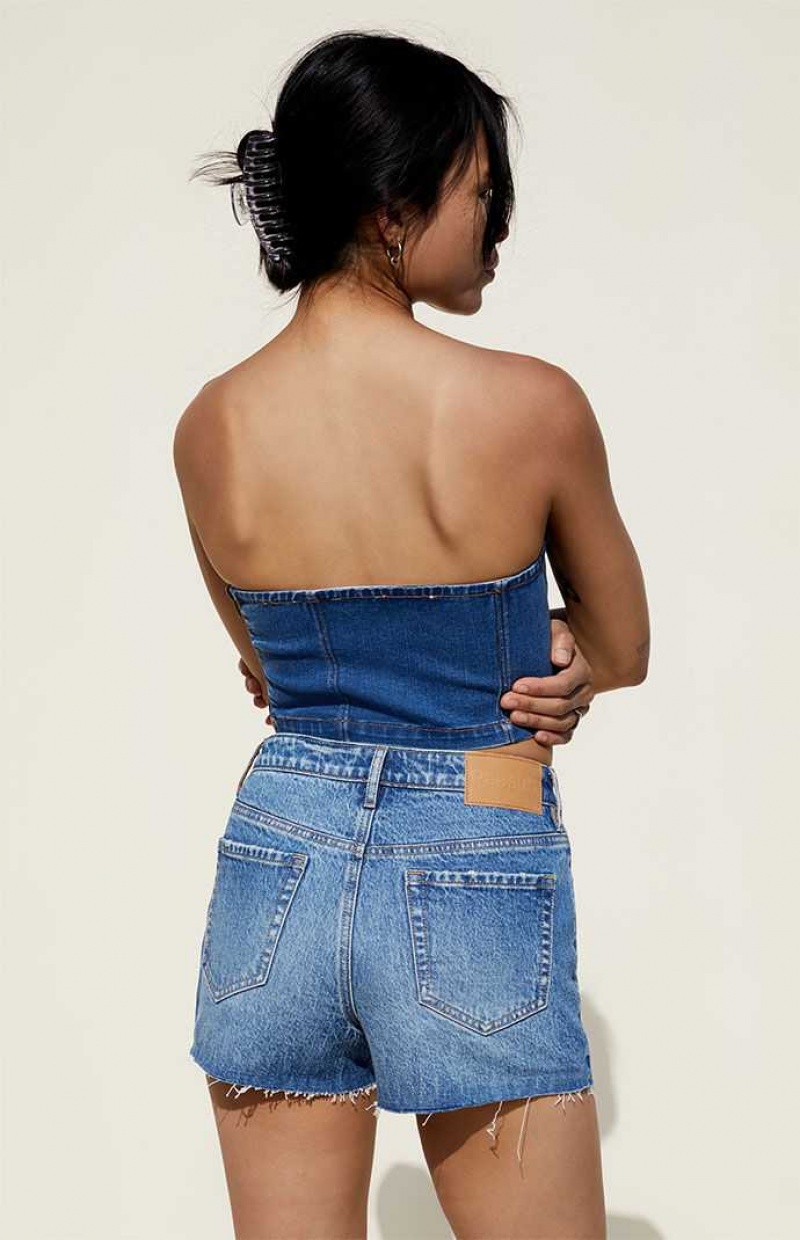 Pantalons PacSun Medium Blue Stretch High Waisted Denim Femme Indigo | 749861FWE