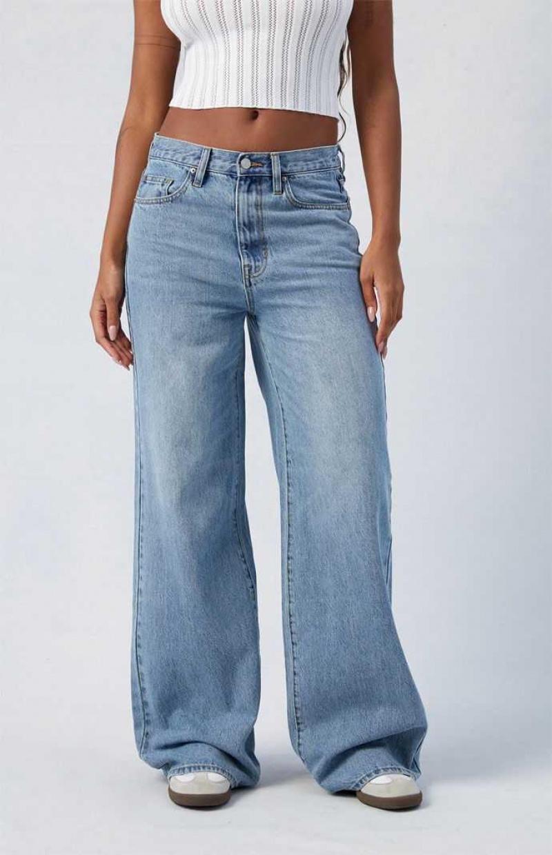 Pantalons PacSun Medium Indigo Dakota Mid Rise gy Femme Indigo | 951826LOQ