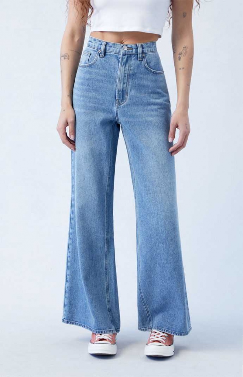 Pantalons PacSun Medium Indigo Larges Leg Femme Indigo | 071832RPB