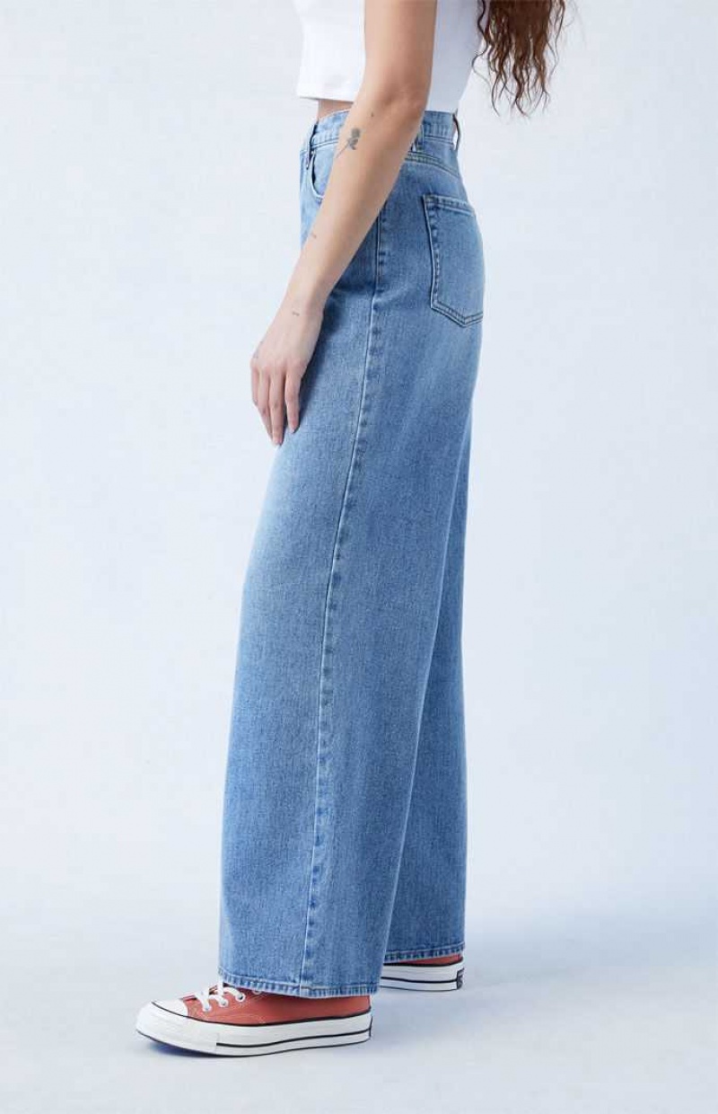 Pantalons PacSun Medium Indigo Larges Leg Femme Indigo | 071832RPB