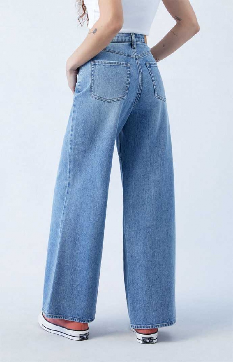 Pantalons PacSun Medium Indigo Larges Leg Femme Indigo | 071832RPB