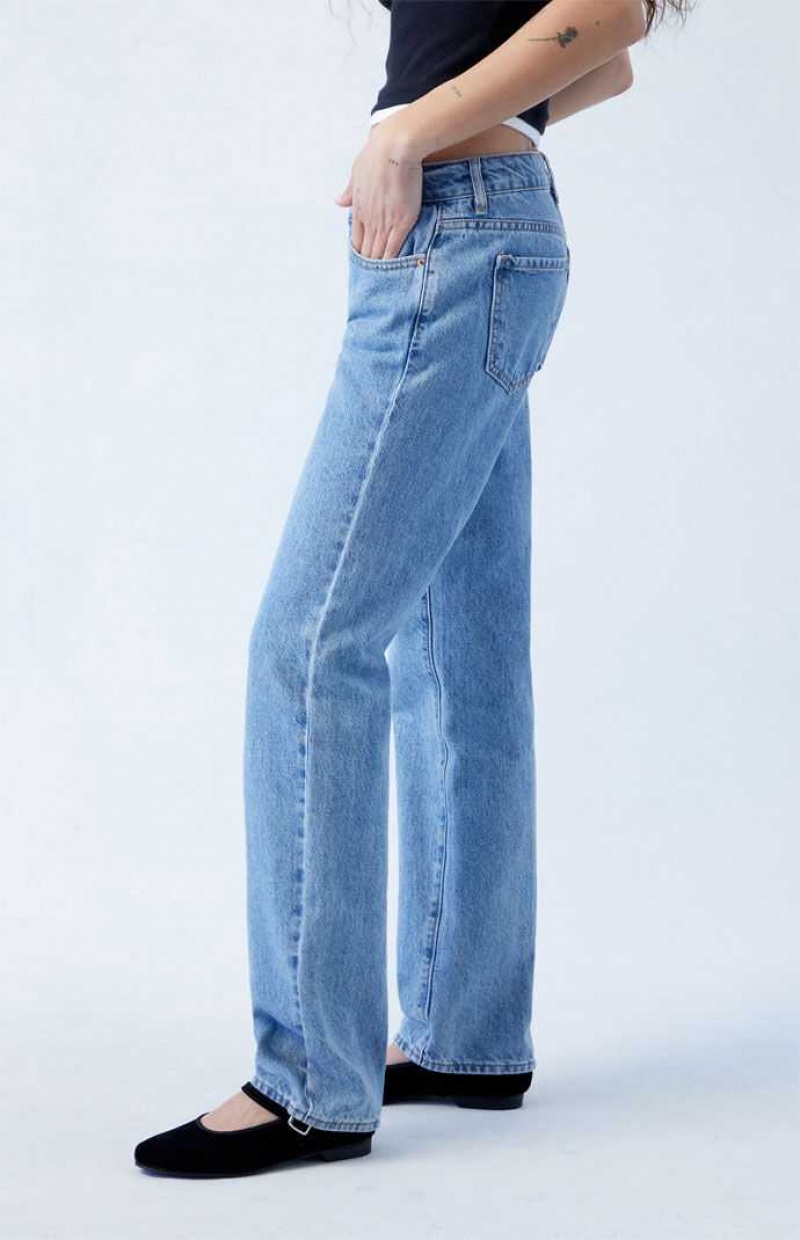 Pantalons PacSun Medium Indigo Low Rise Droit Leg Femme Indigo | 852476AKN