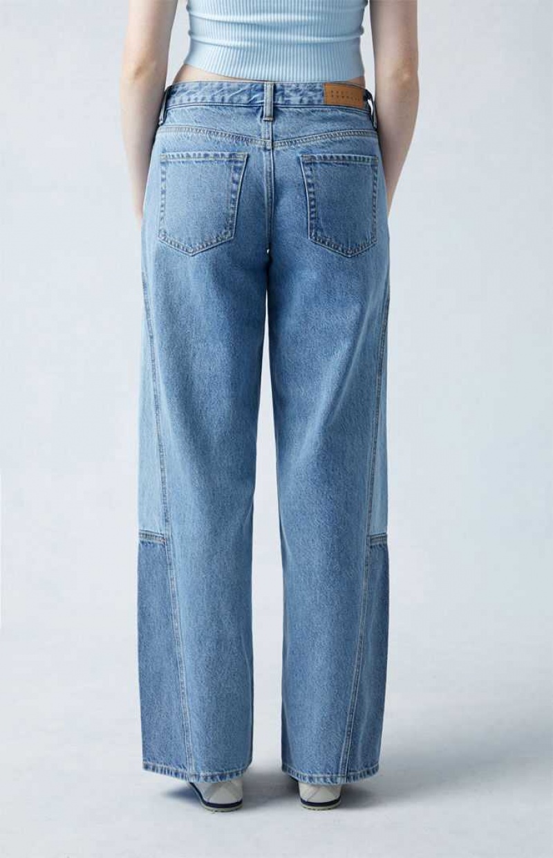 Pantalons PacSun Medium Indigo Paneled Casey Low Rise gy Femme Indigo | 267305SBW