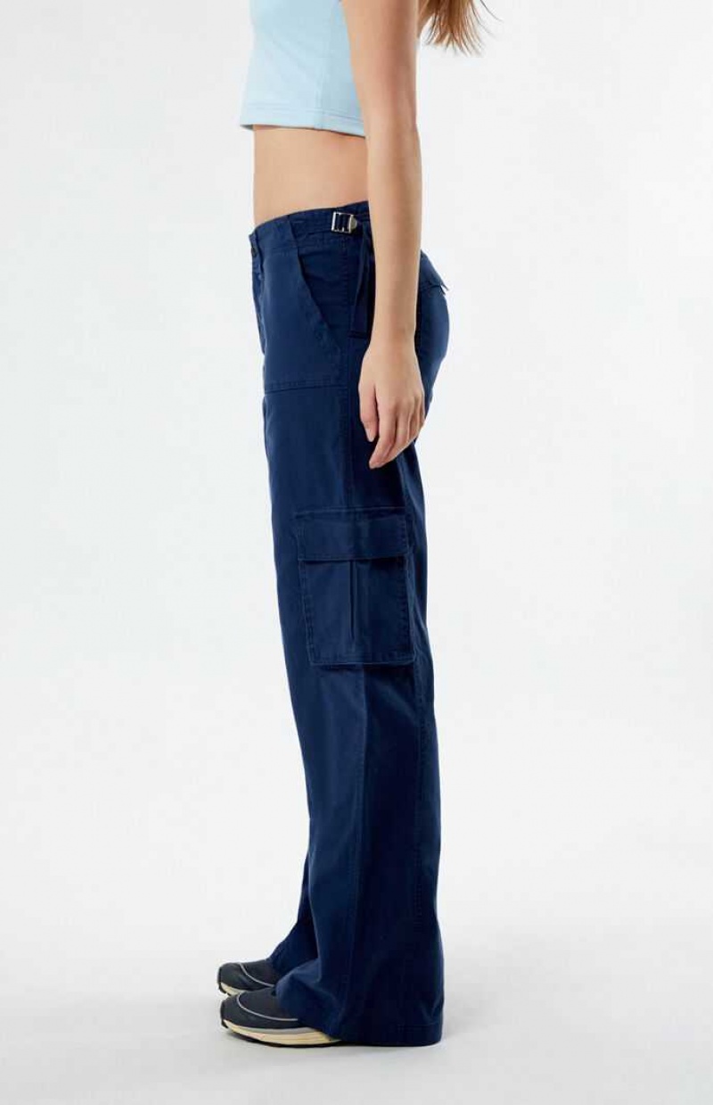 Pantalons PacSun Mid Rise Puddle Femme Bleu Marine | 387542BLU