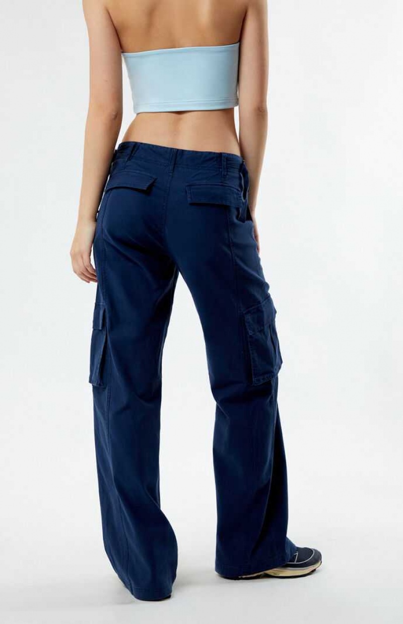 Pantalons PacSun Mid Rise Puddle Femme Bleu Marine | 387542BLU