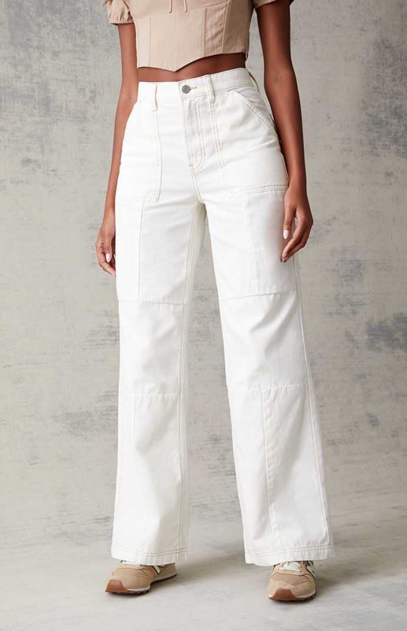 Pantalons PacSun Off White Utility gy Femme Blanche | 943560NPJ