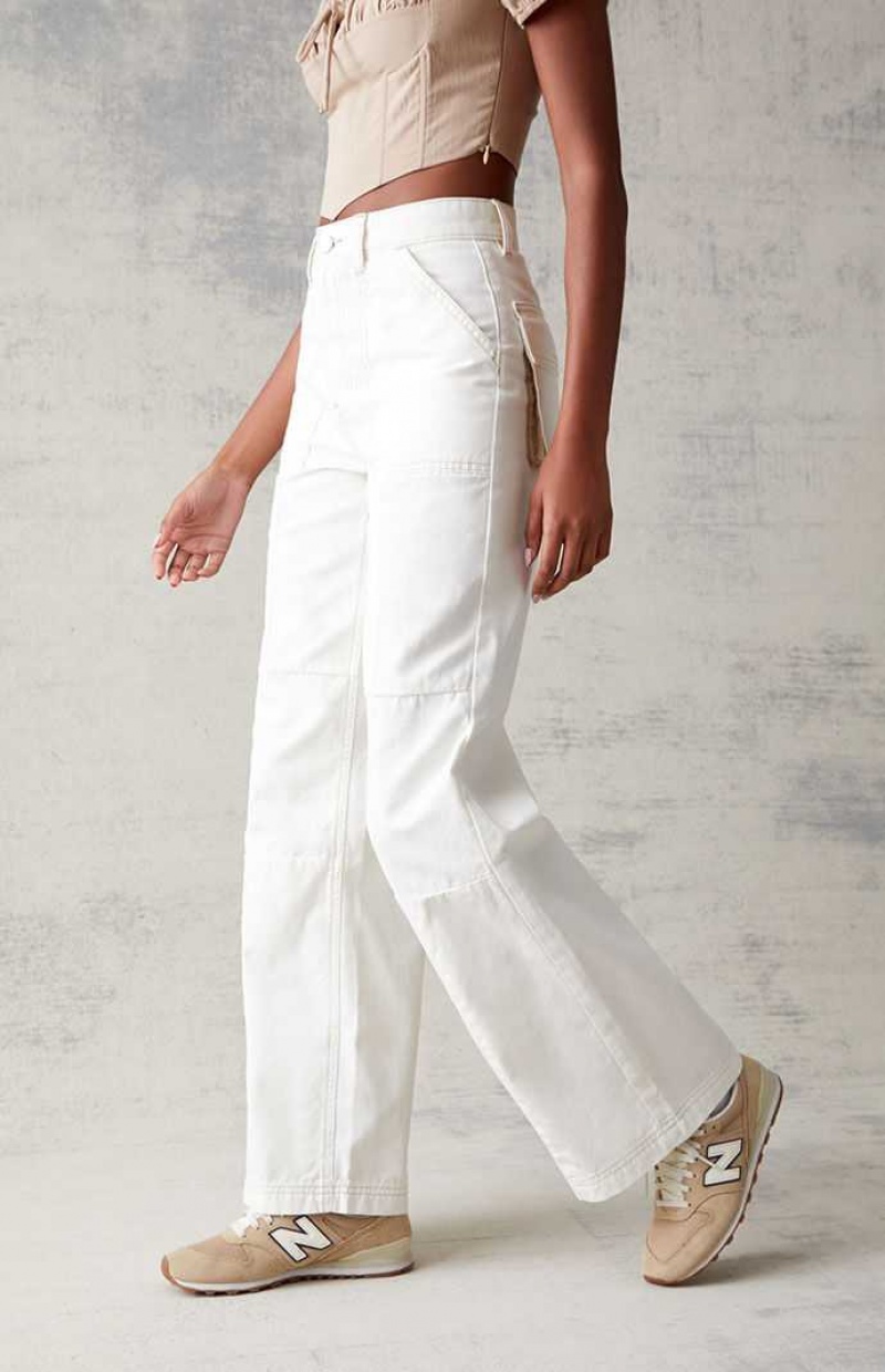 Pantalons PacSun Off White Utility gy Femme Blanche | 943560NPJ