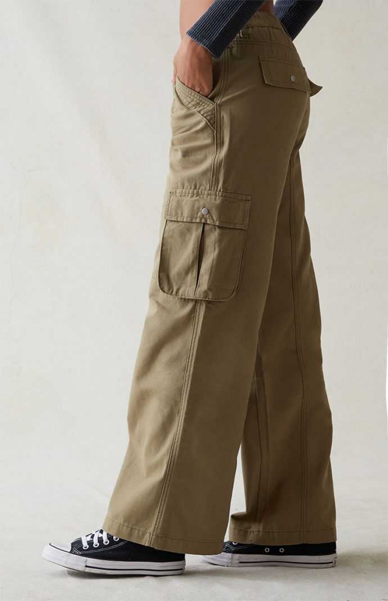 Pantalons PacSun Olive Drawstring Taille gy Cargo Femme Vert Olive | 603987GWD