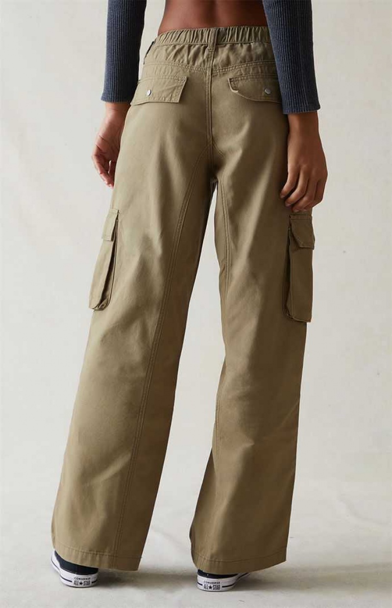 Pantalons PacSun Olive Drawstring Taille gy Cargo Femme Vert Olive | 603987GWD