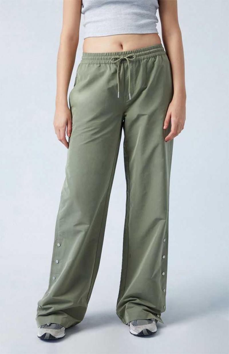 Pantalons PacSun Olive Tearaway Low Rise Larges Leg Cargo Femme Vert Olive | 872369FRT