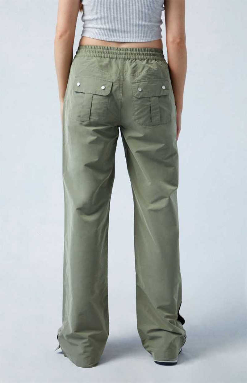 Pantalons PacSun Olive Tearaway Low Rise Larges Leg Cargo Femme Vert Olive | 872369FRT