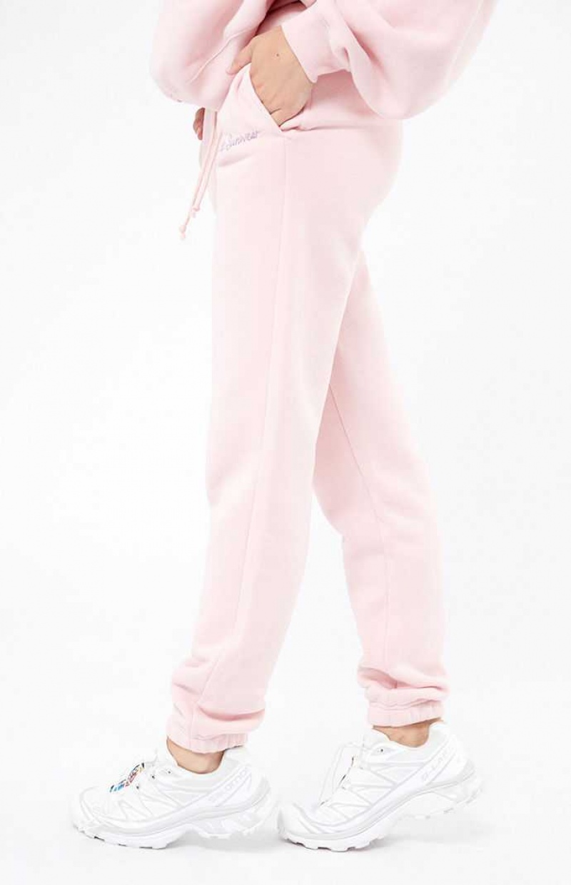 Pantalons PacSun Pacific Sunwear Script Slim Femme Rose | 364925WHF