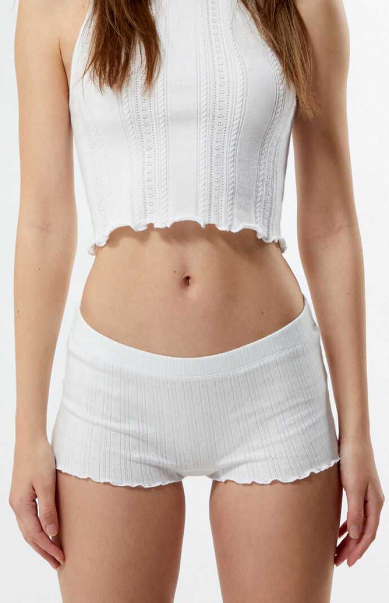 Pantalons PacSun Pointelle Mini Pajama Femme Blanche | 392147TQR