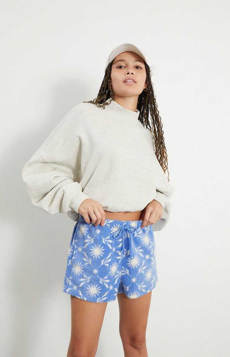 Pantalons PacSun Printed Fleece Sweat Femme Bleu | 730246EPU