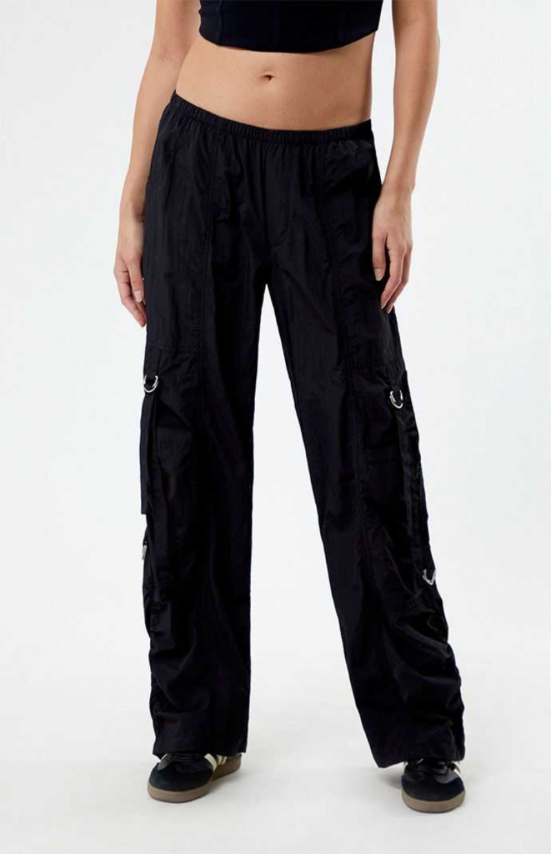 Pantalons PacSun Ruched Low Rise Pull-On Femme Noir | 023567UQZ